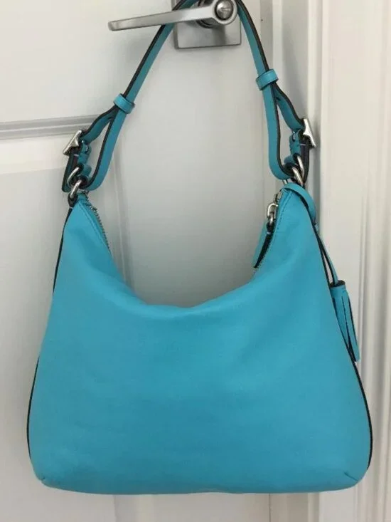 Coach Legacy Courtenay Hobo Bag in Vibrant Aqua Blue Leather w/Tassels & Hangtag - Picture 2 of 8